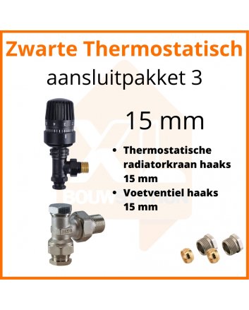 Eco 4 Schwarzes Thermostat M30 Anschlussset 3 für 15 mm Rohr