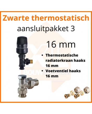 Eco 4 Schwarzes Thermostat-M30-Anschlussset 3 für 16 mm Rohr