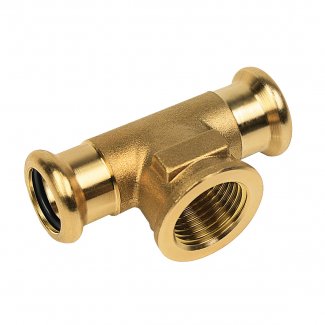 Bonfix Rotkupfer Press x Innengewinde x Klemm T-Stück (Wasser) | 15 x 3/8 x 15