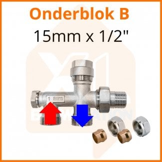 Einrohrventil B 15mm x 1/2''