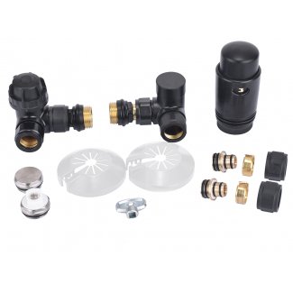 Riko Luxuriöses Thermostat-Anschlussset, winklig verdreht rechts, Matt Schwarz