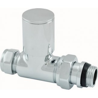 Luxus Heizkörperventil 1/2" x 15 mm (M22) Klemm, gerade, Chrom