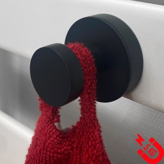 BSXL Magneet-Line Schwarz – Magnetischer einzelner Handtuchhaken – großer Knopf
