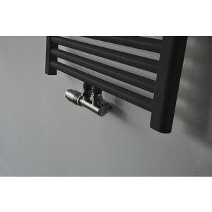 Riko Thermostat-Unterblock-Set, winklig-links, Gebürsteter Stahl