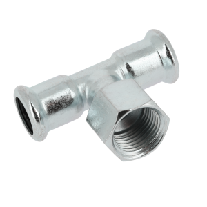 Bonfix Stahlverzinkt Press x Innengewinde x Klemm T-Stück (Heizung) | 22 x 1/2 x 22