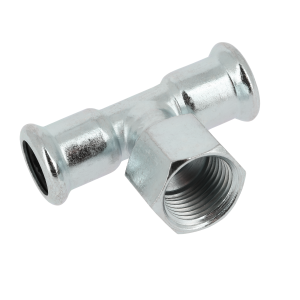 Bonfix Stahlverzinkt Press x Innengewinde x Klemm T-Stück (Heizung) | 28 x 1/2 x 28