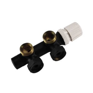 Thermostat-Unterblock 3/4", winklig-rechts, Matt Schwarz