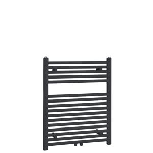 80x40 cm - 450 Watt - Ecorad Badheizkörper - Matt Schwarz (RAL9005) - Universal-6 Anschlüsse