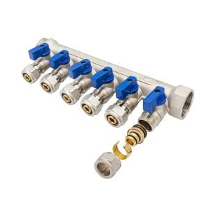 Verteiler mit Kugelhahn MV-1" 6x16 Blau