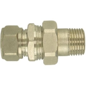 Heizkörperkupplung 3-teilig 1/2" x 15 mm Klemm, gerade, vernickelt