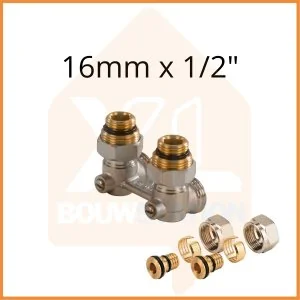 Zweirohr - Hahnblock in Eckform 16mm x 1/2''