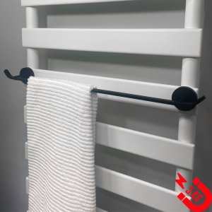 BSXL Magneet-Line Schwarz – Magnetischer Handtuchhalter 385 mm