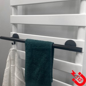 BSXL Magnetisches 600 mm Handtuchregal mit Haken für Heizkörper – Schwarz