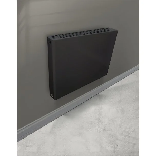 Flache Heizkörperabdeckung Mattschwarz + Heizkörper ECO 8 T22 600x800