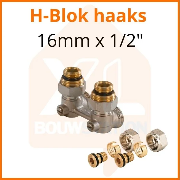 Zweirohr - Hahnblock in Eckform 16mm x 1/2''